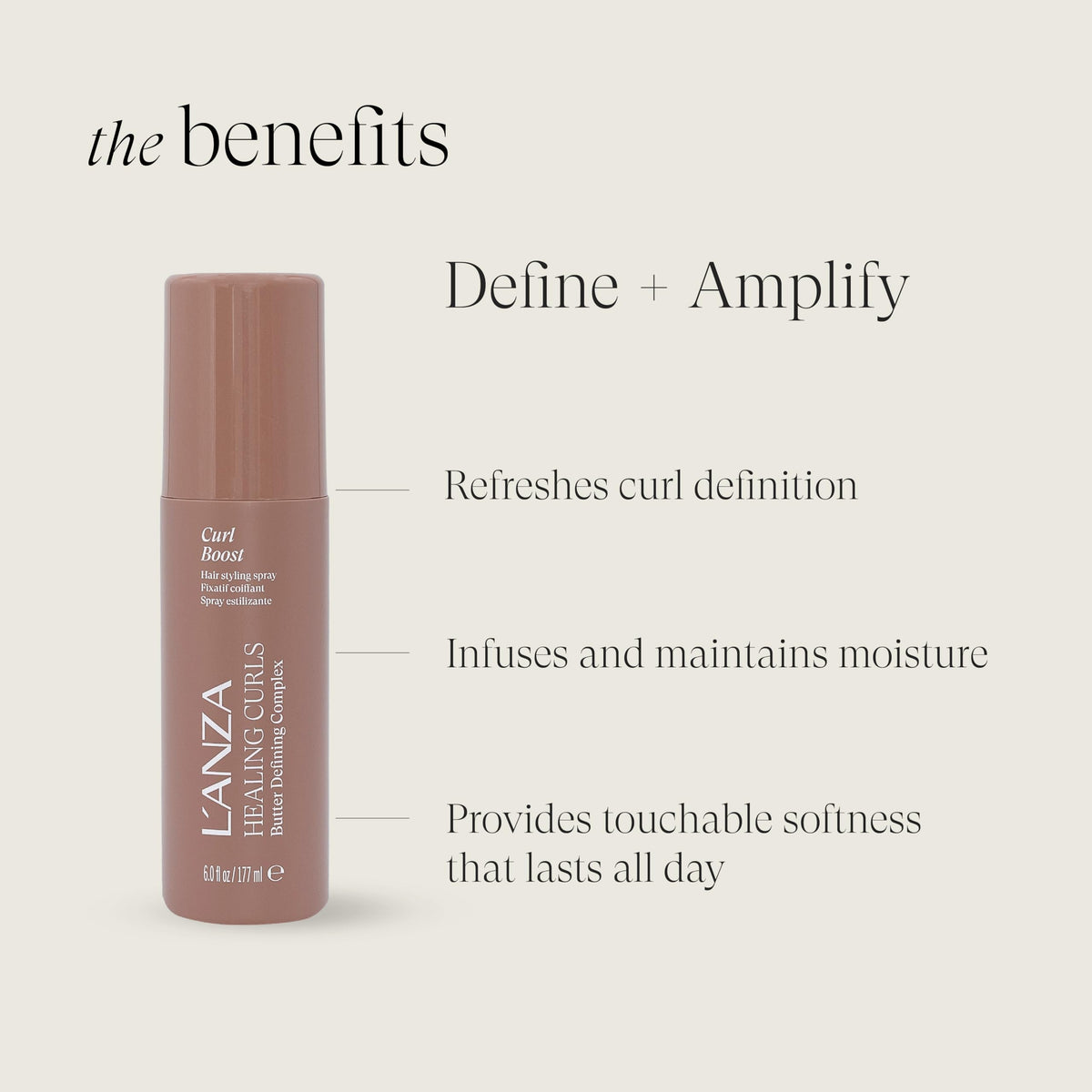 L’ANZA close-up label highlighting key ingredients and formula benefits