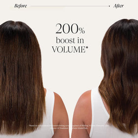 L’ANZA styling with blowdryer creating visible root volume and long-lasting hold