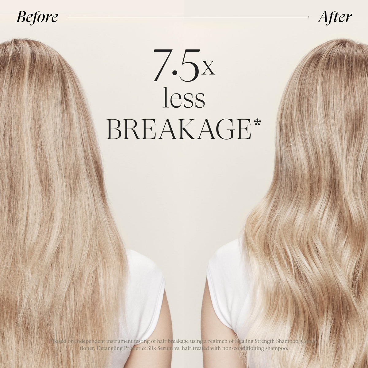 L’ANZA before and after hair showing added glossy shine and smoothness