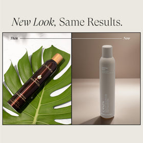 L’ANZA mist close-up from nozzle demonstrating fine even spray for controlled hold