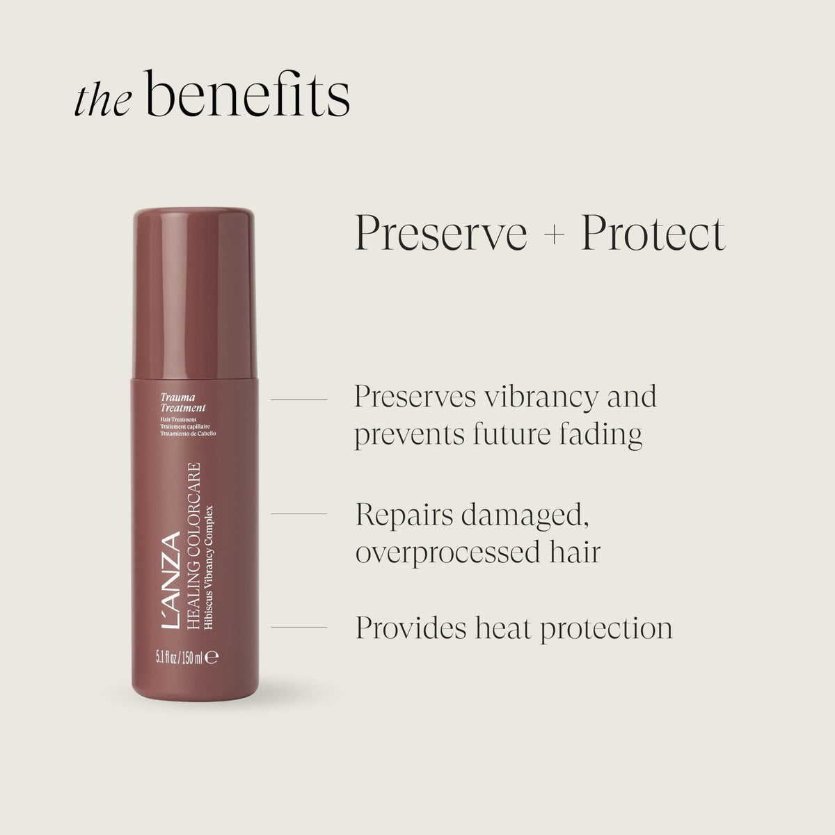 L’ANZA leave-in texture close-up showing lightweight spray for manageability
