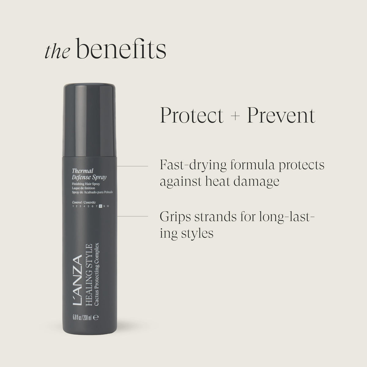 L’ANZA nozzle spraying fine mist to demonstrate even heat protection coverage