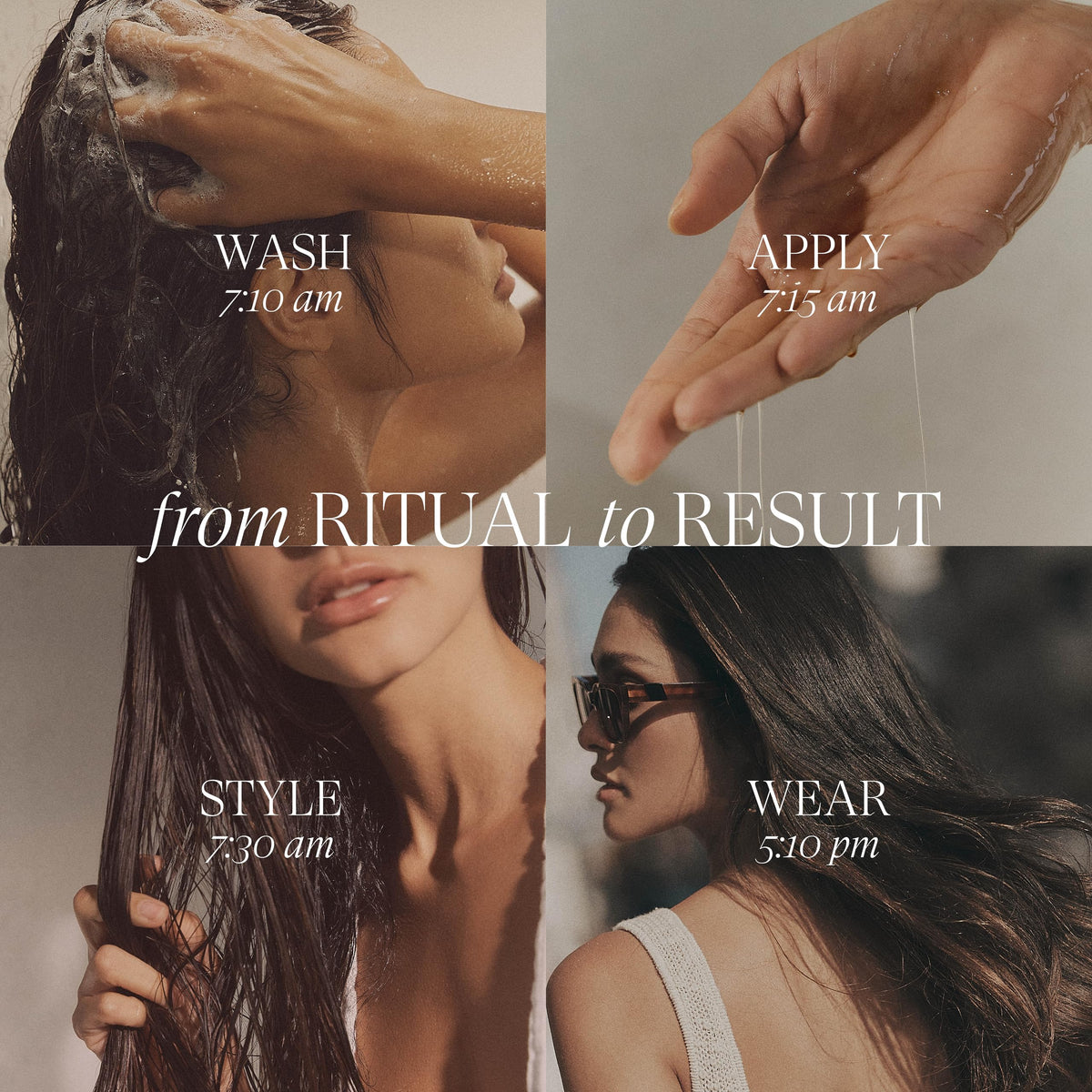 Applying L’ANZA oil to damp hair for detangling, protection, and smoother styling