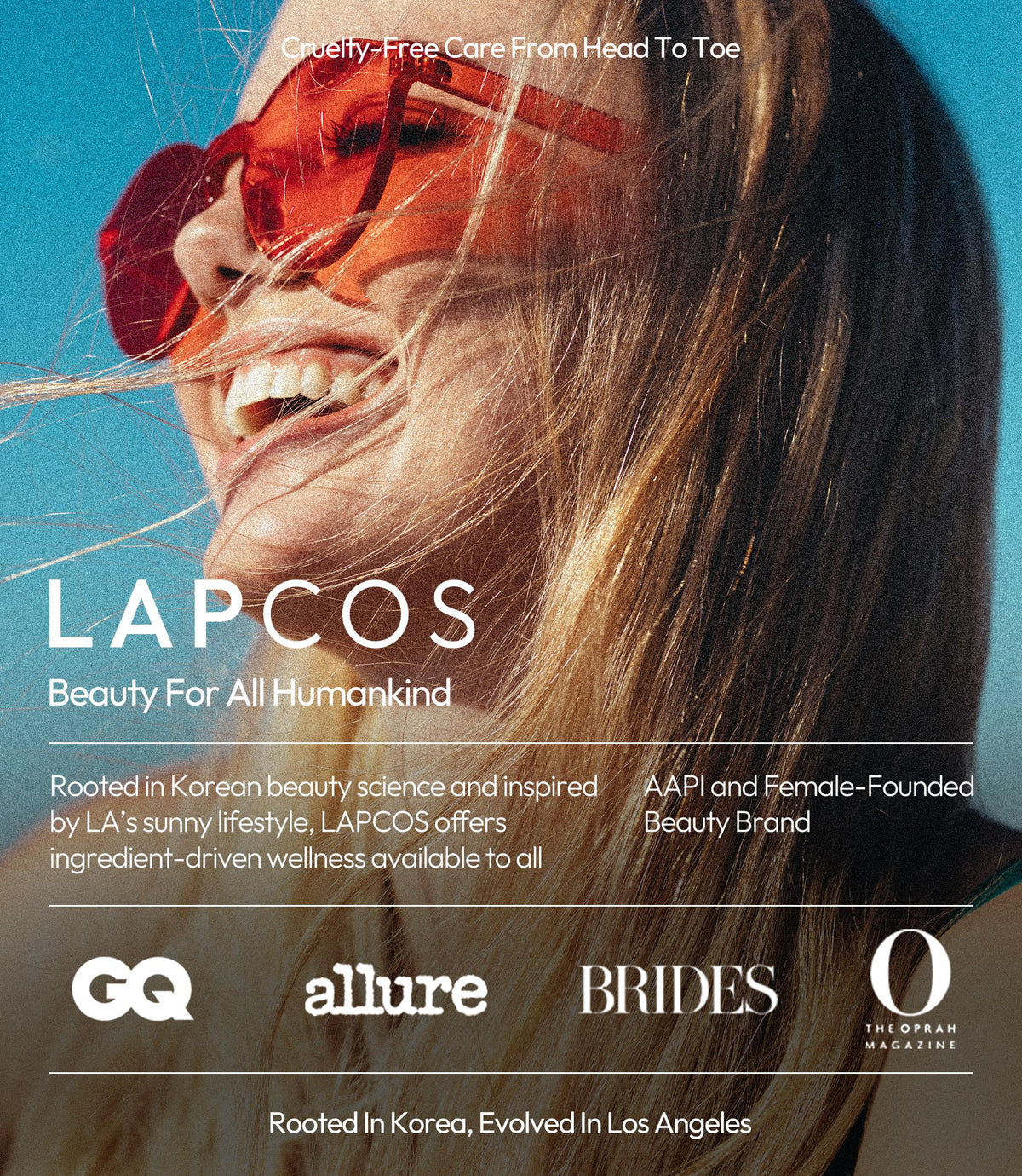 LAPCOS model wearing mask relaxing for at-home hydration boost