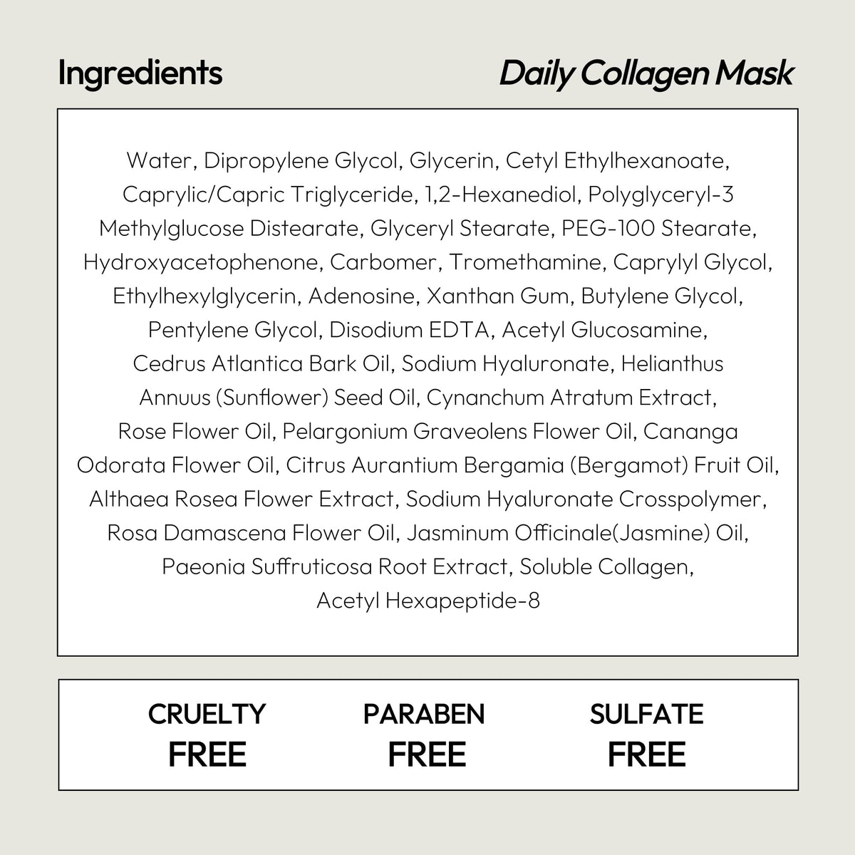 LAPCOS label close-up highlighting collagen, peptides, and adenosine
