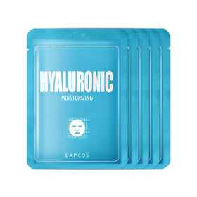 LAPCOS front packaging showing five hydrating hyaluronic sheet masks and product name