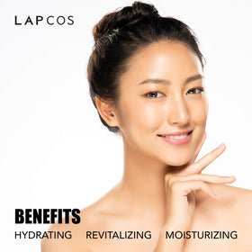 LAPCOS model wearing mask displaying instant moisture glow and comfortable fit