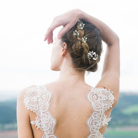 LAPOHI close-up of rhinestones and pearls highlighting craftsmanship and clear shine
