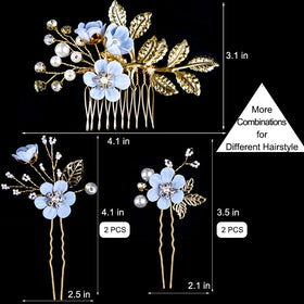 LAPOHI close-up of comb with rhinestones and pearls highlighting detail