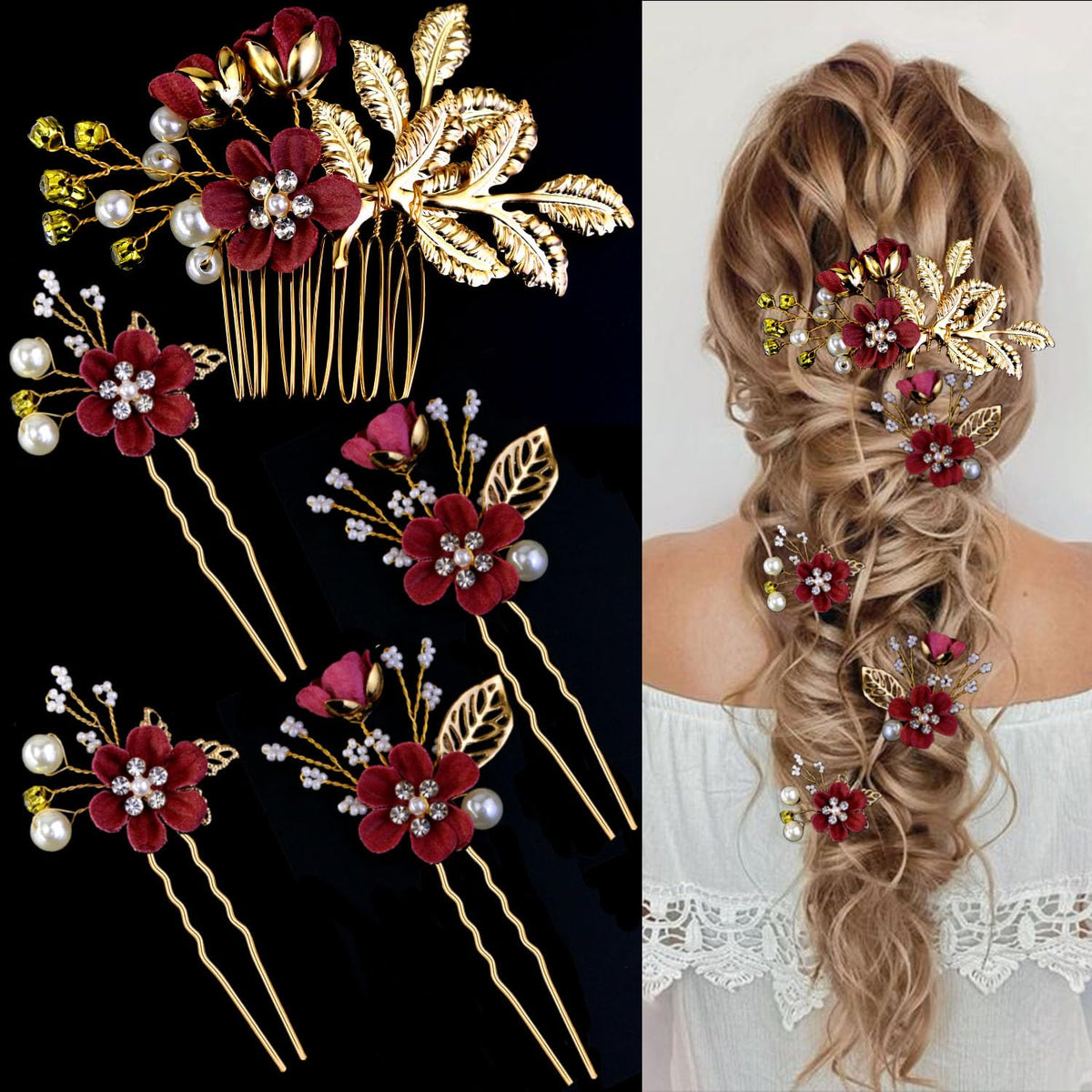 LAPOHI front view of comb and pins showing elegant styling benefit