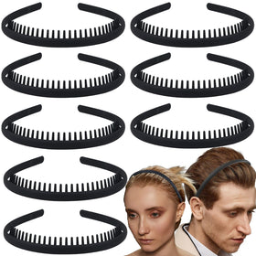 LAPOHI front view of eight matte black headbands showing tidy pack and low profile benefit
