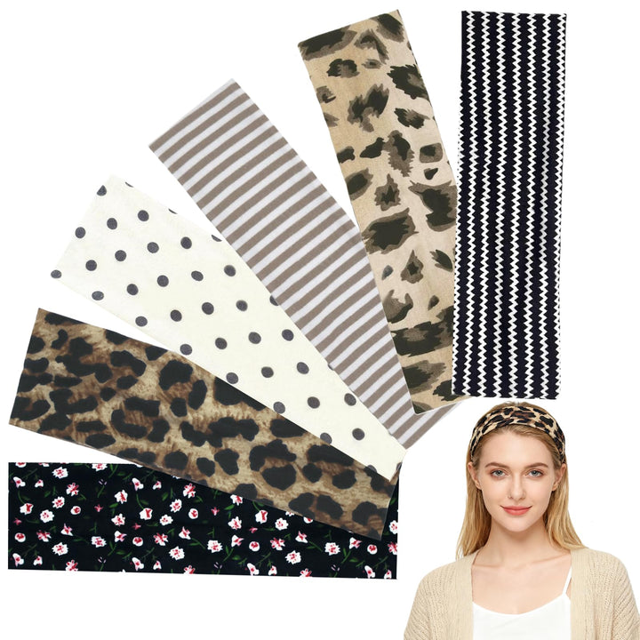 LAPOHI front view of six patterned headbands showing variety and convenience