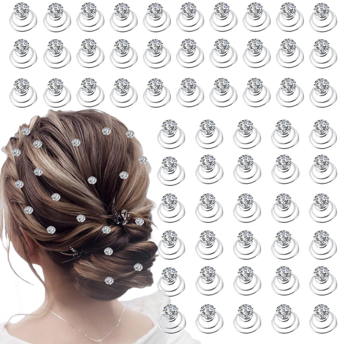 LAPOHI front packaging showing 60-piece spiral hair studs set for events