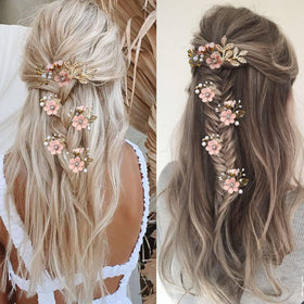 LAPOHI lifestyle image with bridal party outdoors adding romantic floral accents