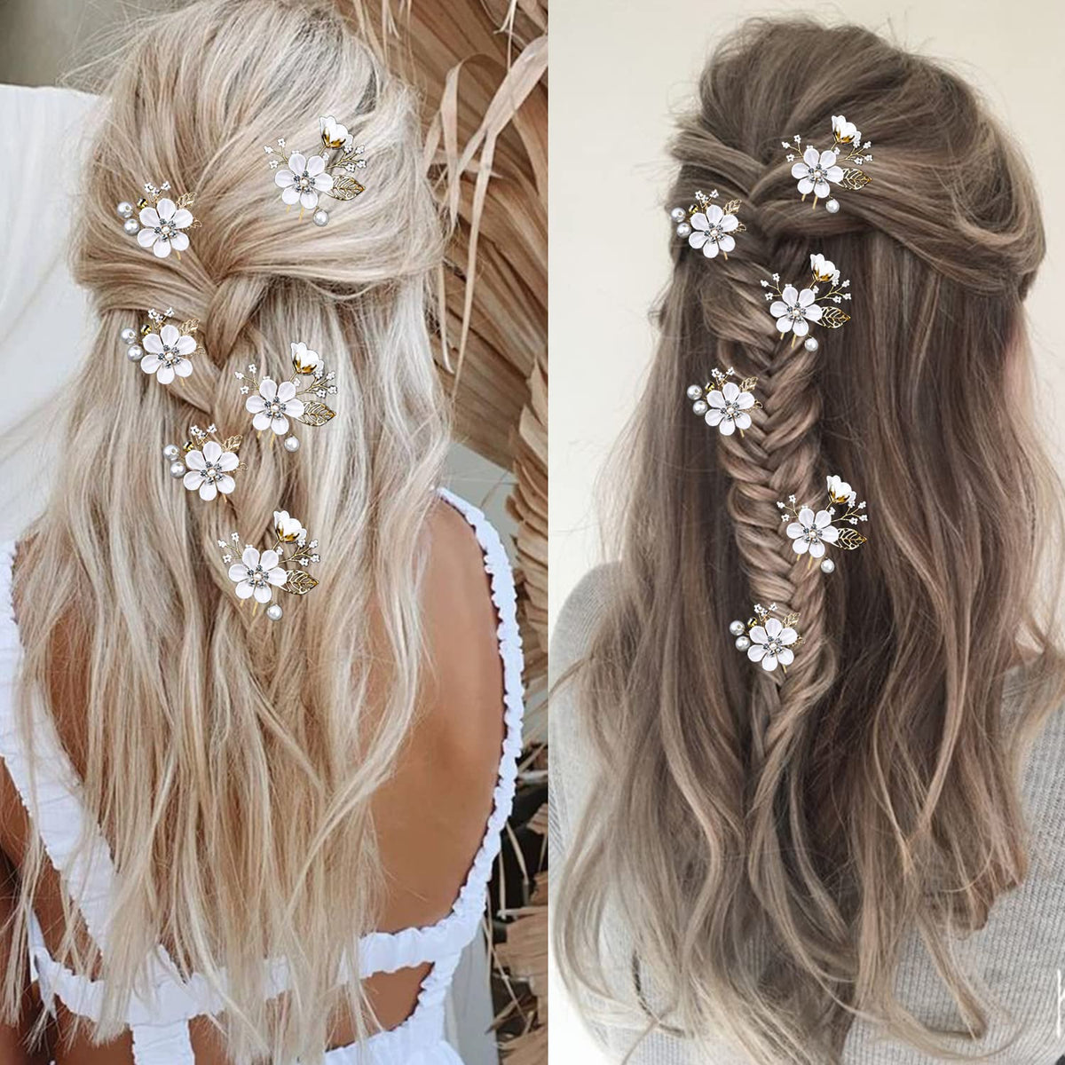 LAPOHI lifestyle image of bride wearing pins for romantic look