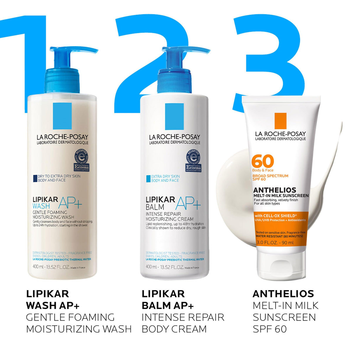 La Roche-Posay next to travel items showing compact size and convenience