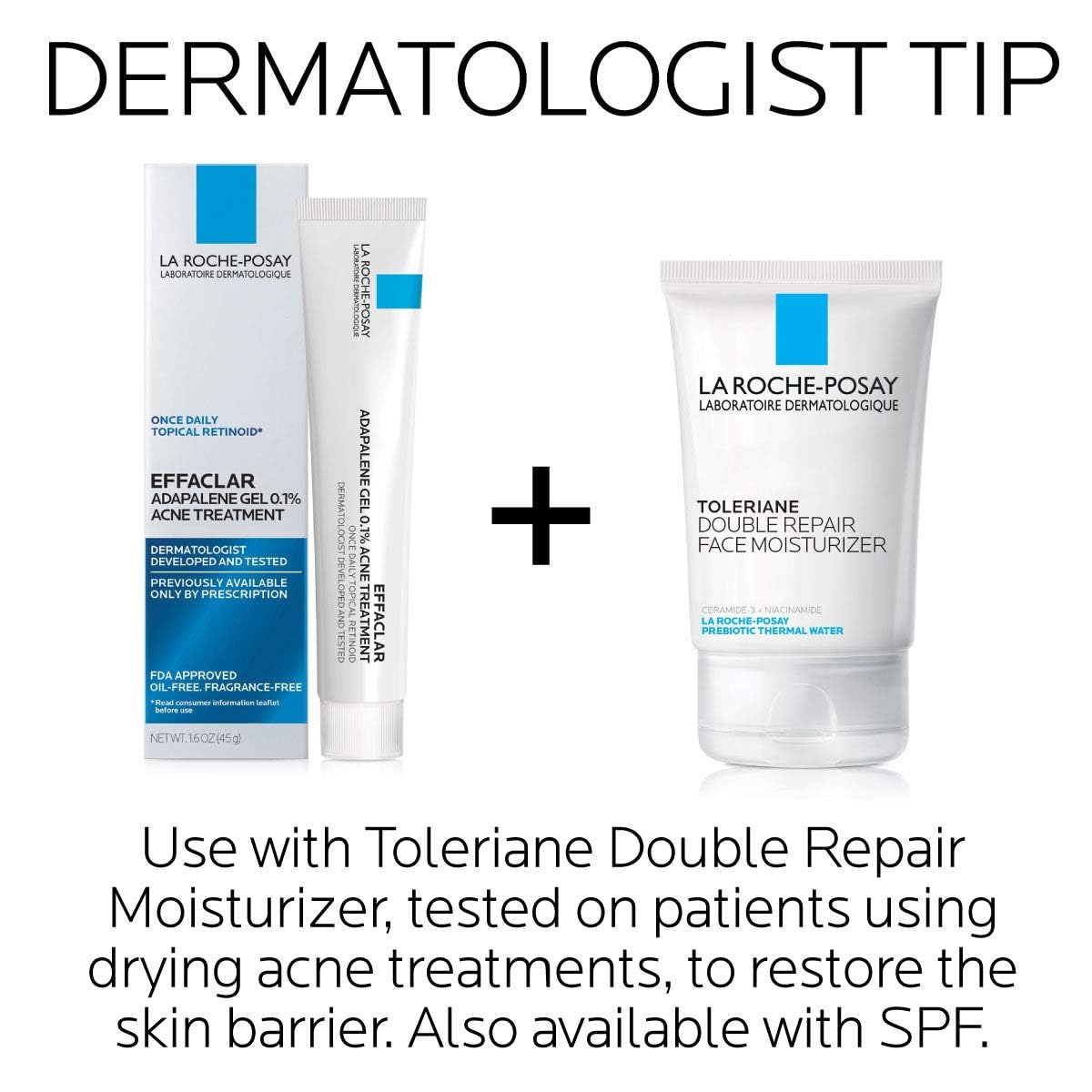 La Roche-Posay label with adapalene 0.1% active ingredient clarity