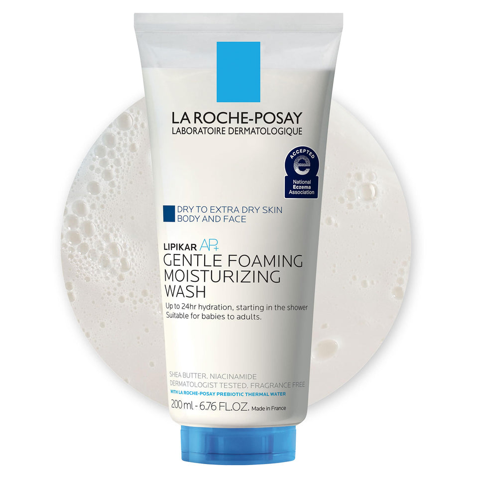 La Roche-Posay front packaging showing pump and product benefit