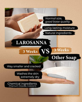 larosanna soap in a serene bathroom setting promoting relaxing daily shower benefit