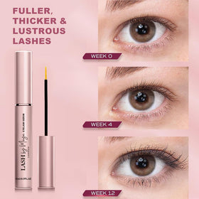LASH by Maya LONDON before and after illustration showing fuller-looking lashes with consistent use
