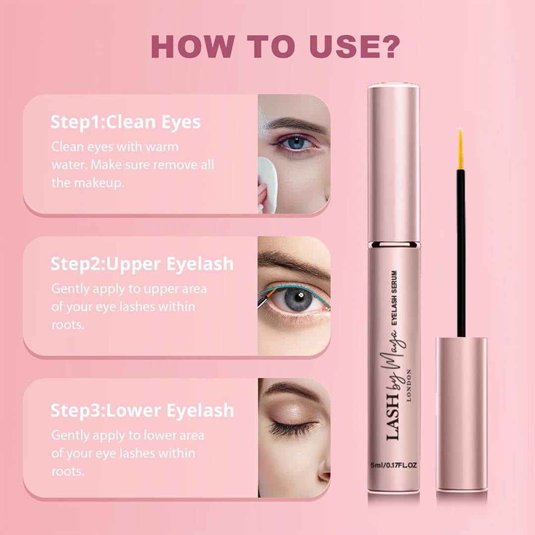 LASH by Maya LONDON 5ml size shown next to ruler for accurate scale and portability benefit