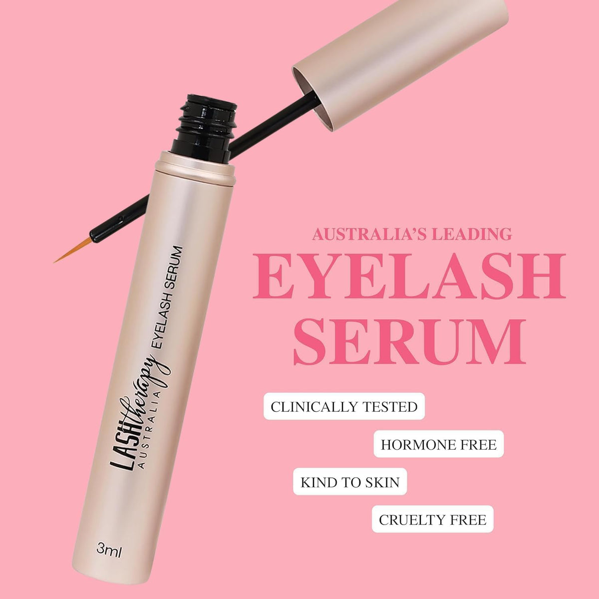 Lash Therapy Australia before and after comparison showing increased length and density