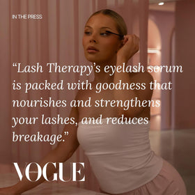 Lash Therapy Australia on a bathroom shelf lifestyle shot showing daily routine convenience