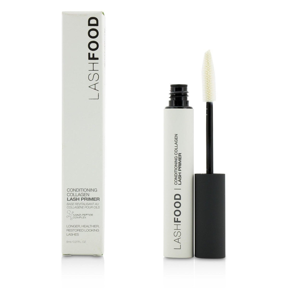 LashFood collagen fiber primer front packaging showing tube and wand for instant volume