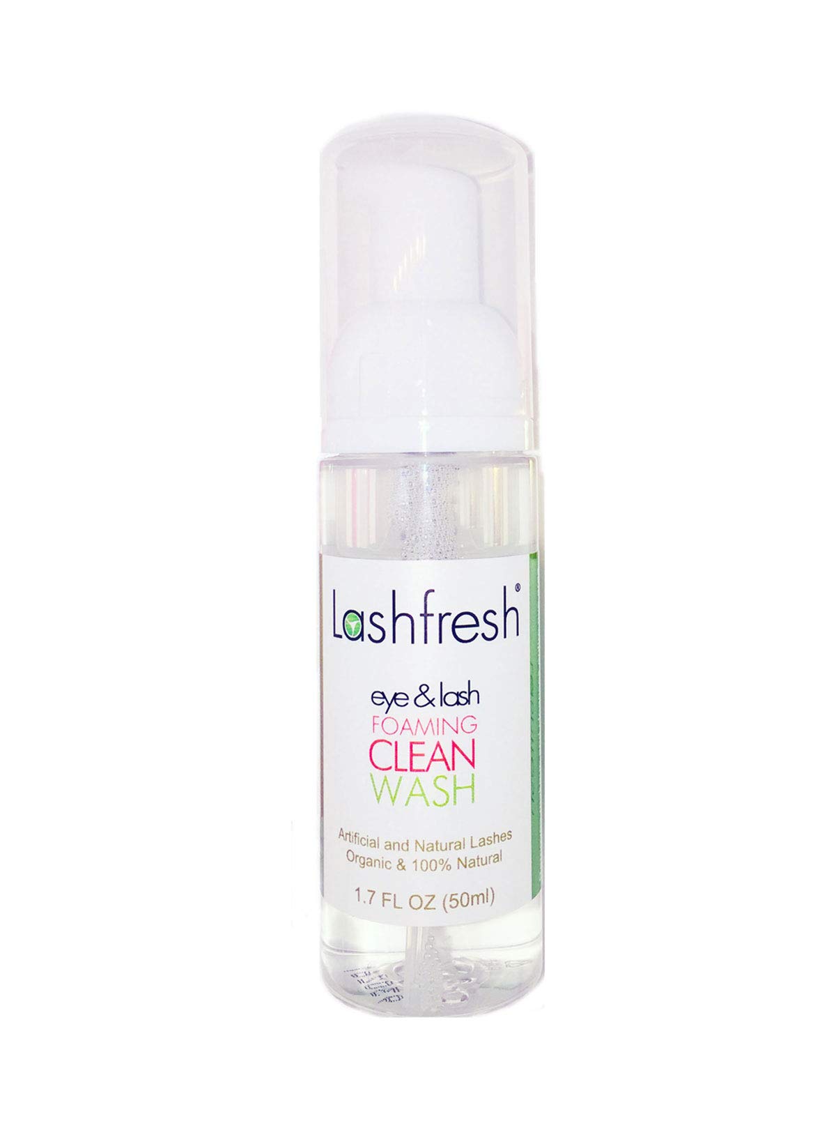 Lashfresh front bottle showing label and 50ml size, promotes gentle effective cleansing