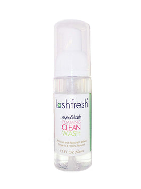 Lashfresh front bottle showing label and 50ml size, promotes gentle effective cleansing