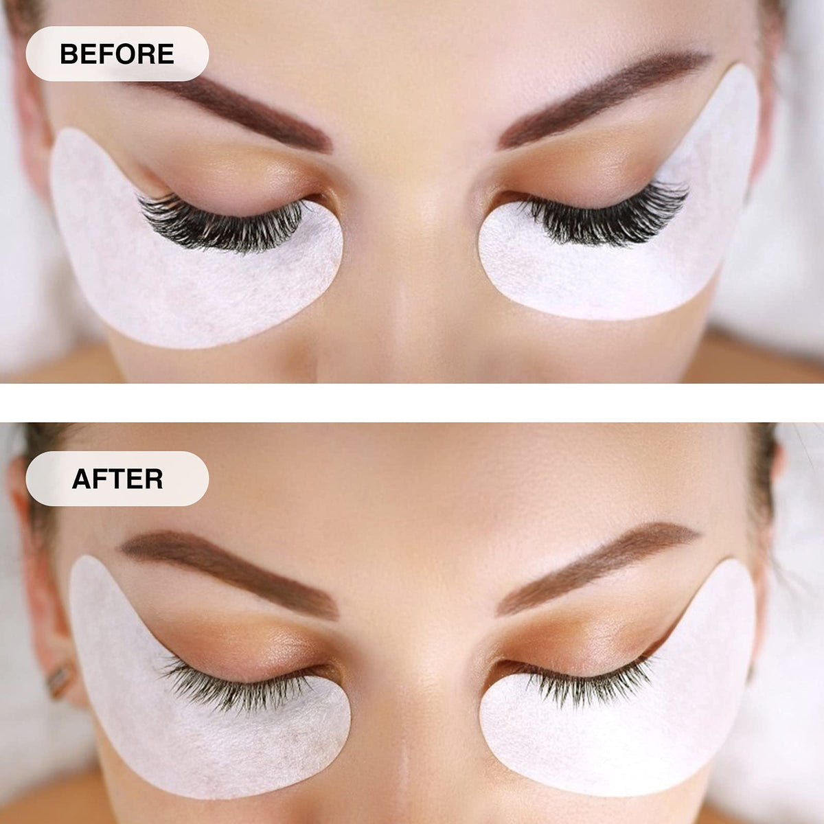 LASHVIEW before and after removal showing cleaner natural lashes result