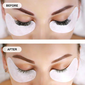 LASHVIEW before and after removal showing cleaner natural lashes result