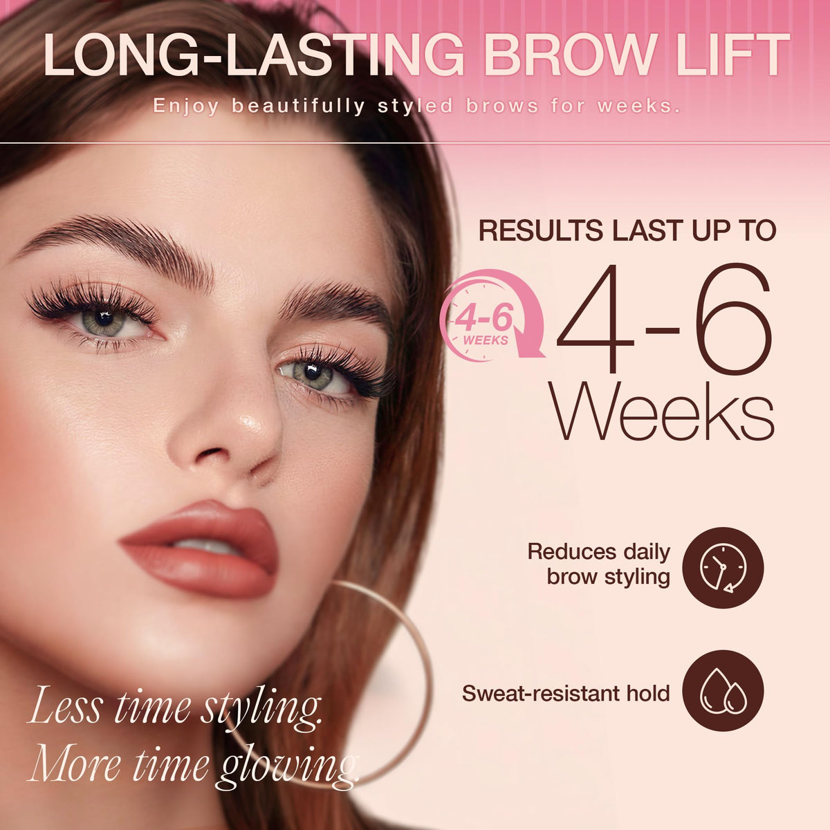 LASHVIEW before and after brows showing visibly fuller and lifted shape