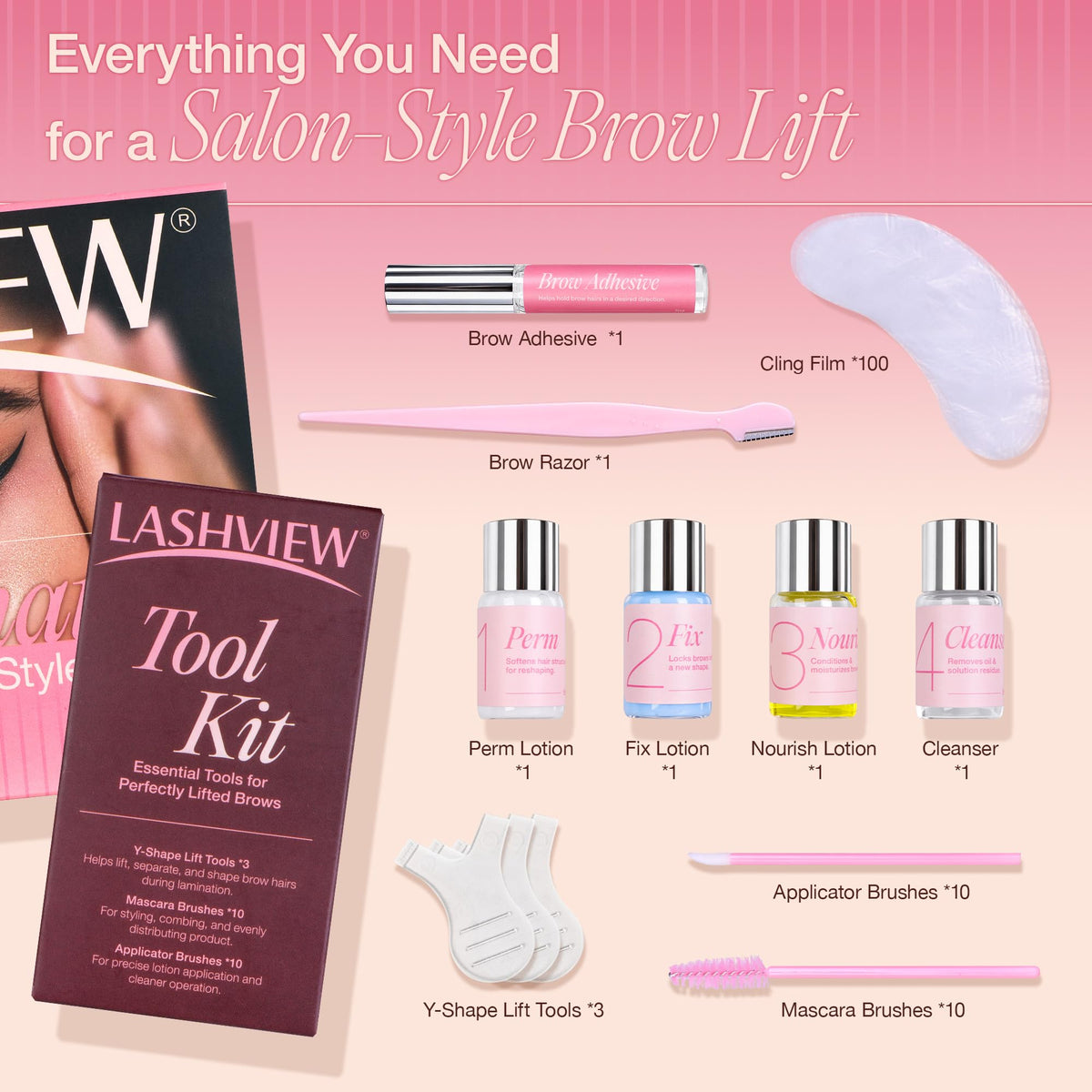 LASHVIEW conditioned brow detail highlighting soft, flexible hair finish