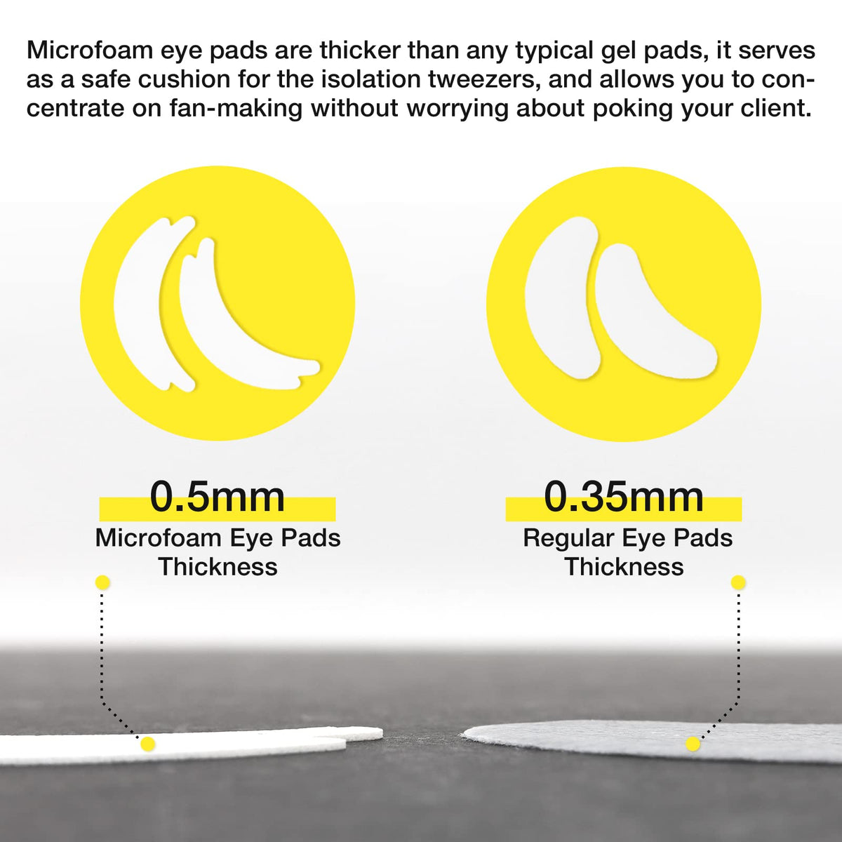LASHVIEW pad next to fingers demonstrating size and easy handling for techs
