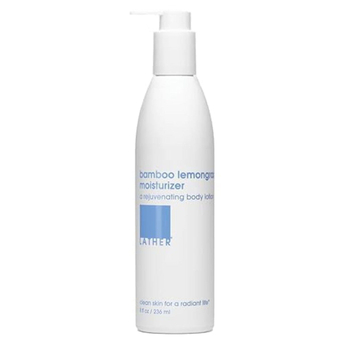 LATHER front packaging showing bamboo lemongrass moisturizer and brand clarity