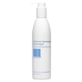LATHER front packaging showing bamboo lemongrass moisturizer and brand clarity