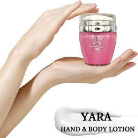 Lattafa YARA on bathroom tray in lifestyle scene suggesting daily luxury