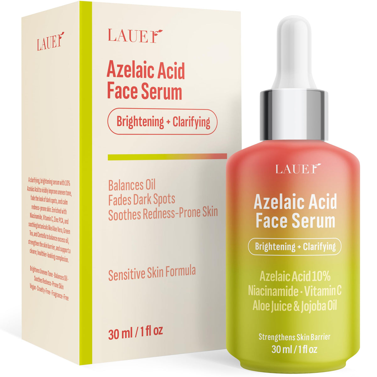LAUER COSMETIC front bottle view showing sleek packaging and clear benefit