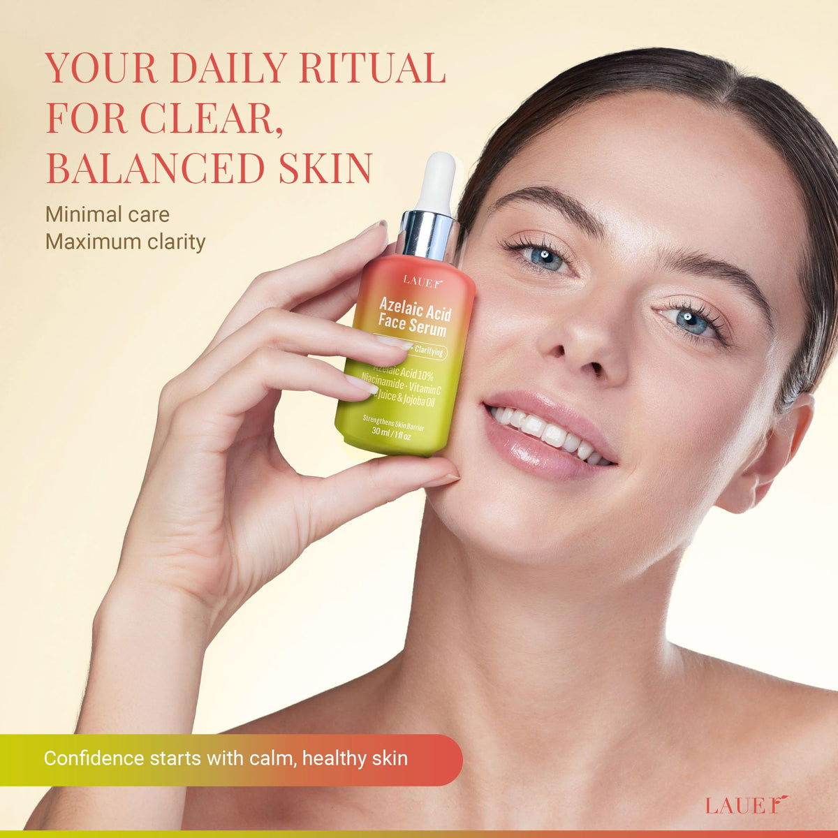 LAUER COSMETIC flatlay with cleanser and moisturizer for morning ritual pairing