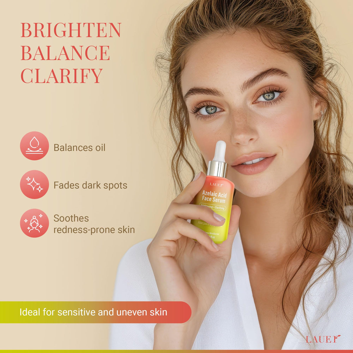 LAUER COSMETIC serum texture on dropper highlighting lightweight absorption