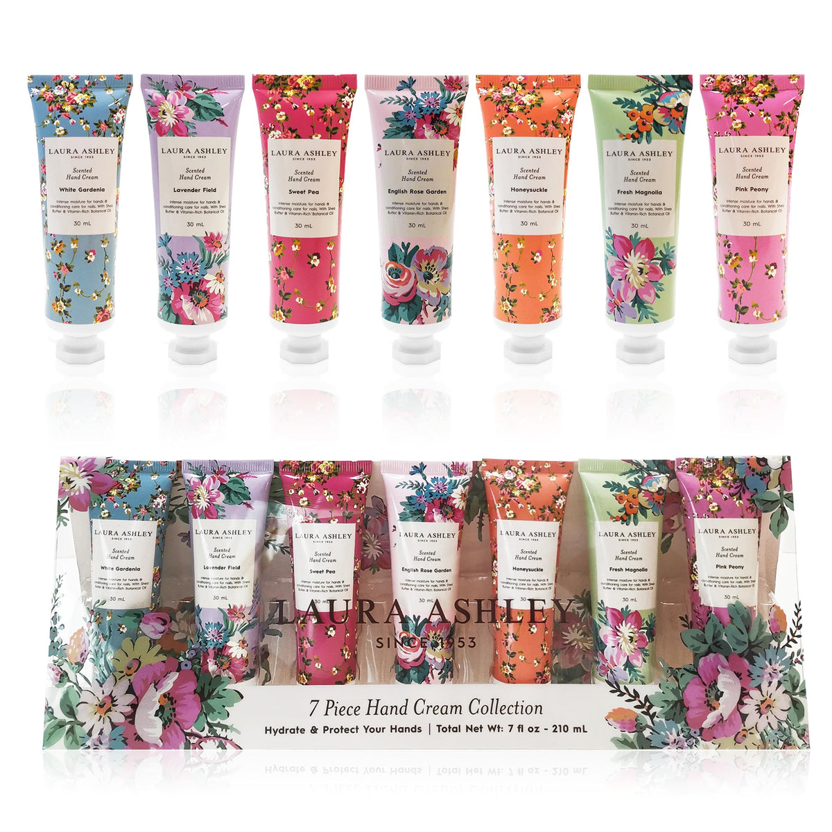 Laura Ashley front packaging showing floral box and set benefit travel-ready gift