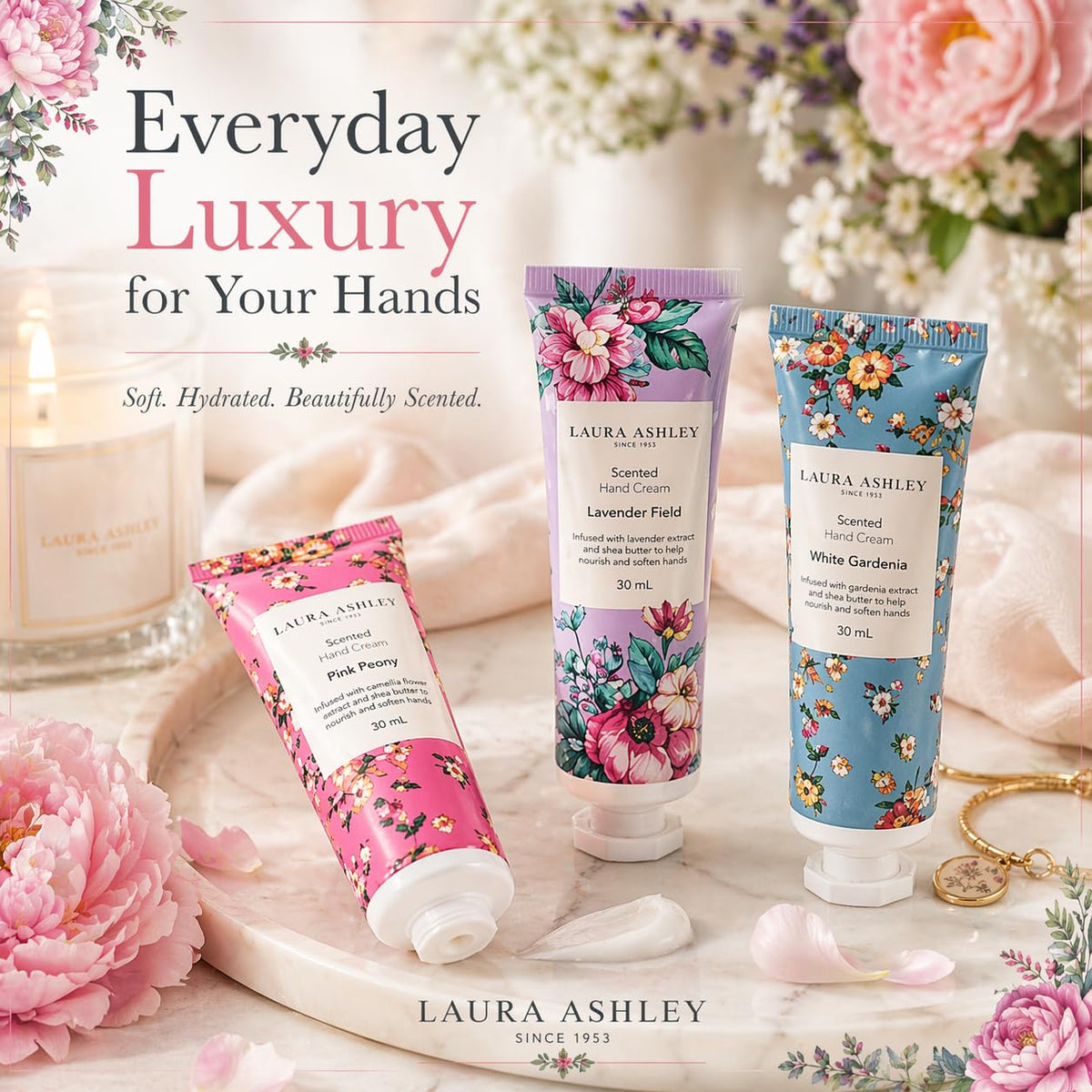 Laura Ashley open gift box display presenting elegant packaging and gifting appeal
