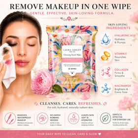 Laura Ashley wipes in a travel bag, ideal for on-the-go cleansing benefit