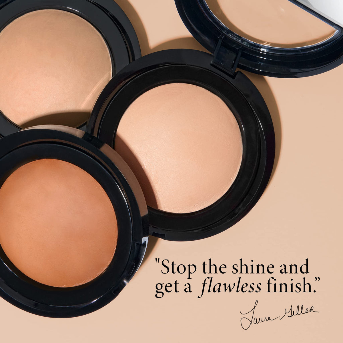 LAURA GELLER brush applying powder for a seamless, long-lasting setting benefit