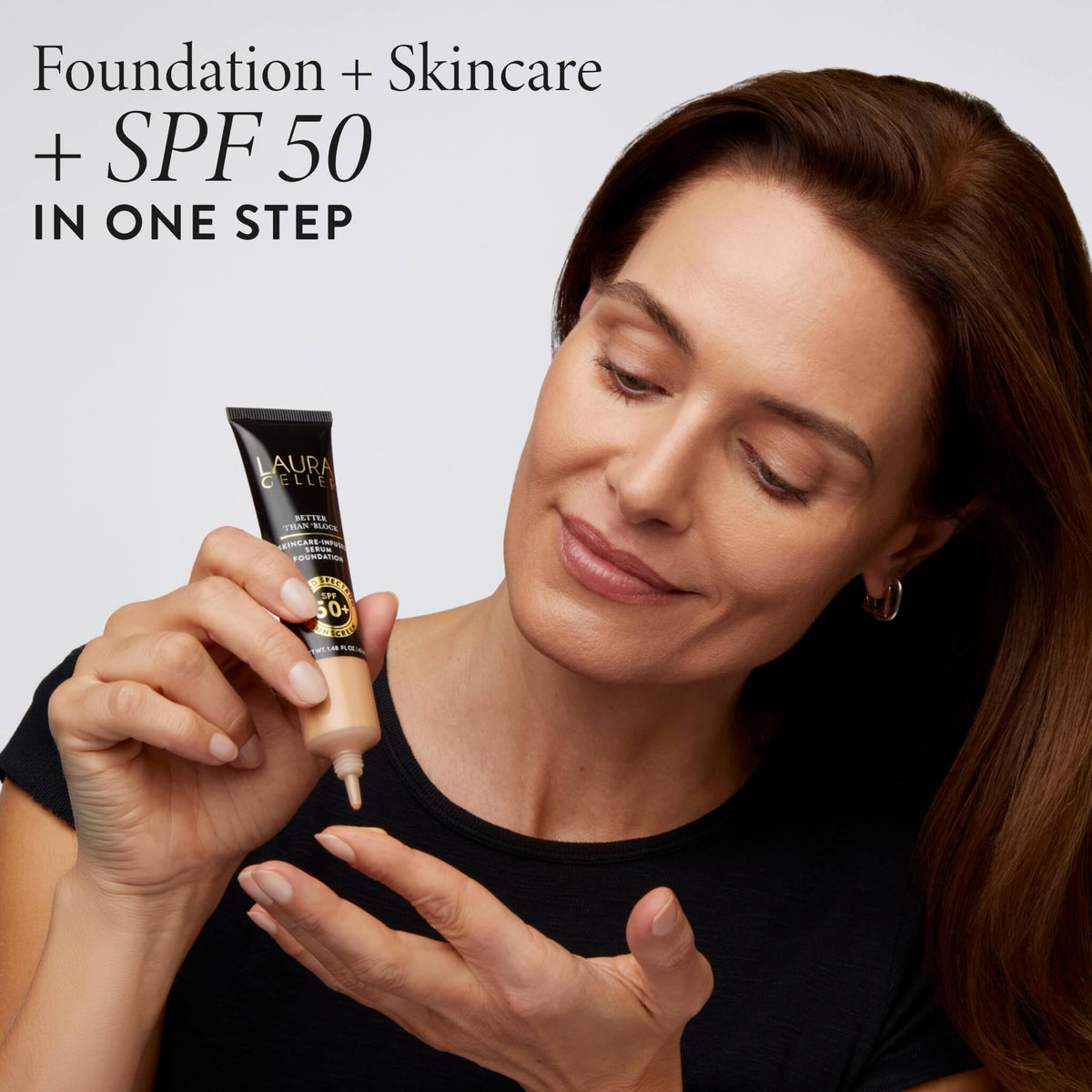 LAURA GELLER NEW YORK foundation blending with fingertips for natural look benefit