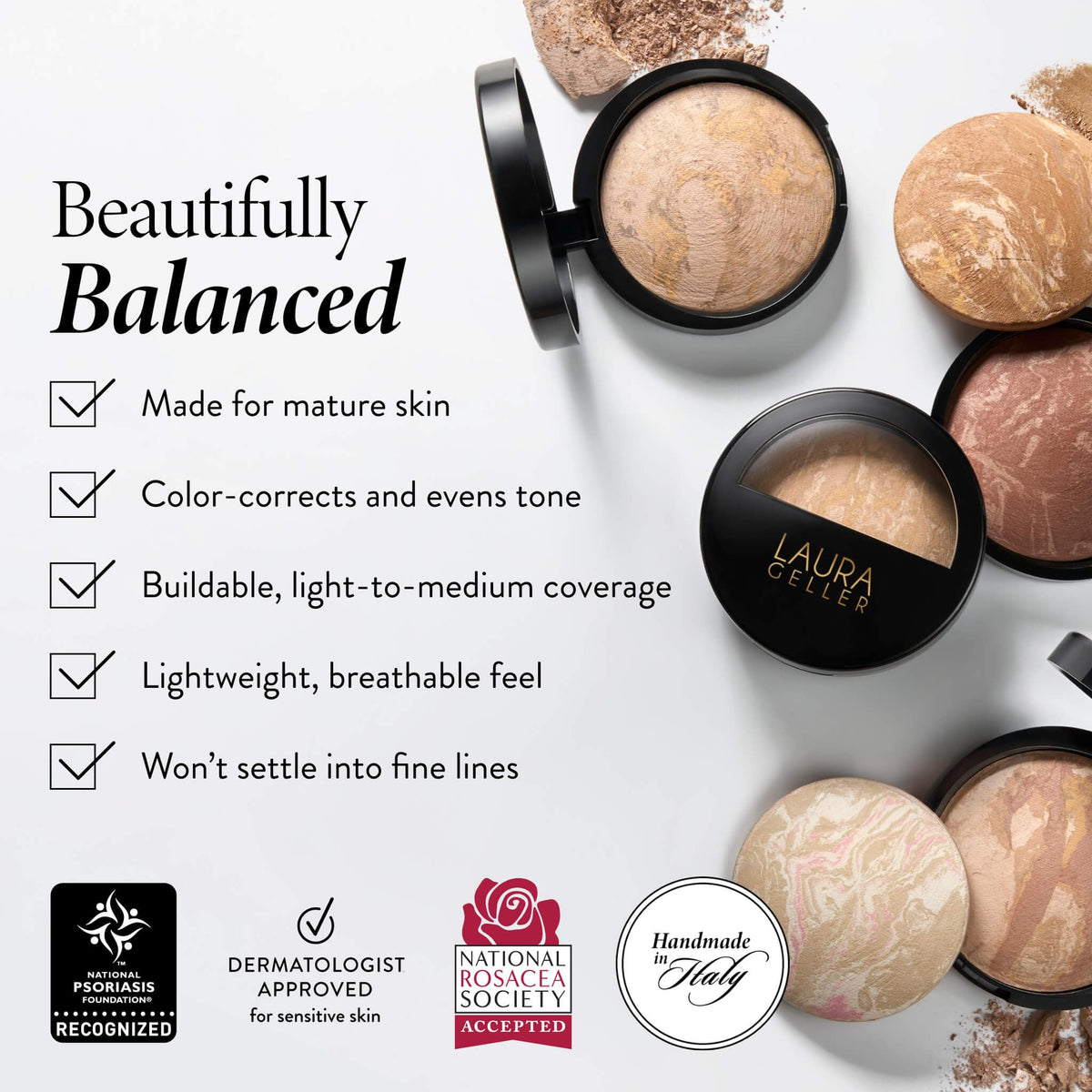 LAURA GELLER NEW YORK application on cheek demonstrating even, natural finish