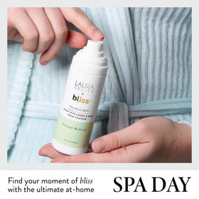 LAURA GELLER bottle in hand showing scale and portability for everyday use