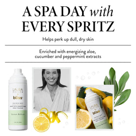 LAURA GELLER microfine mist resting on skin for dewy hydration and refreshed look