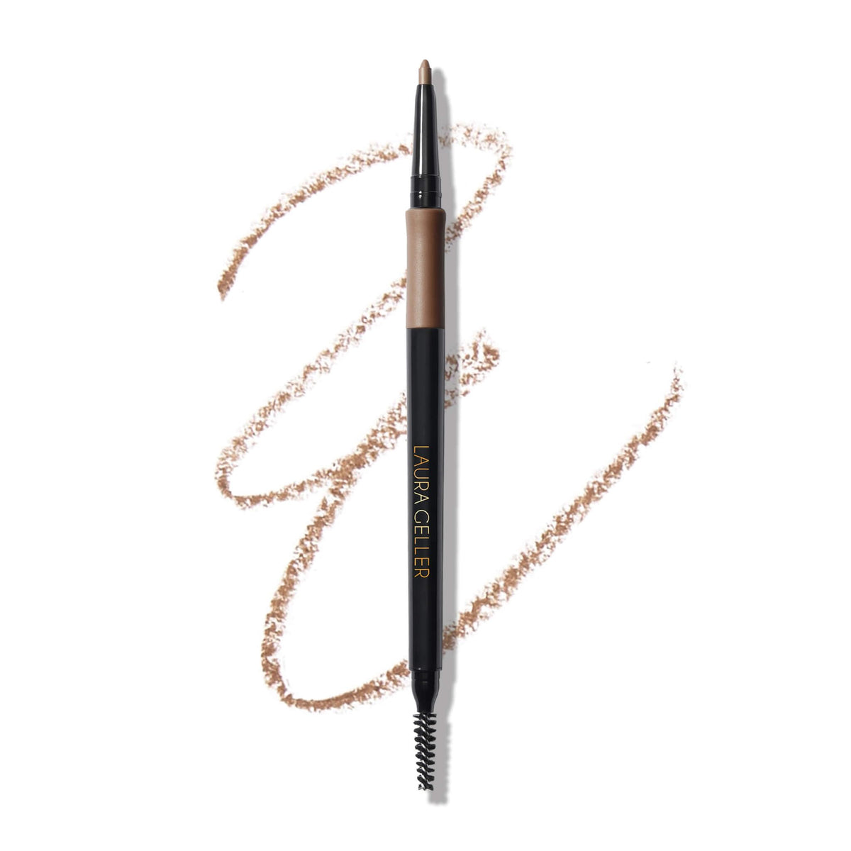 LAURA GELLER NEW YORK front view of blonde brow pencil showing product shape and tip